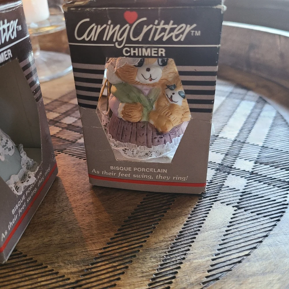 3 Caring Critter Chime Ornaments 1980s